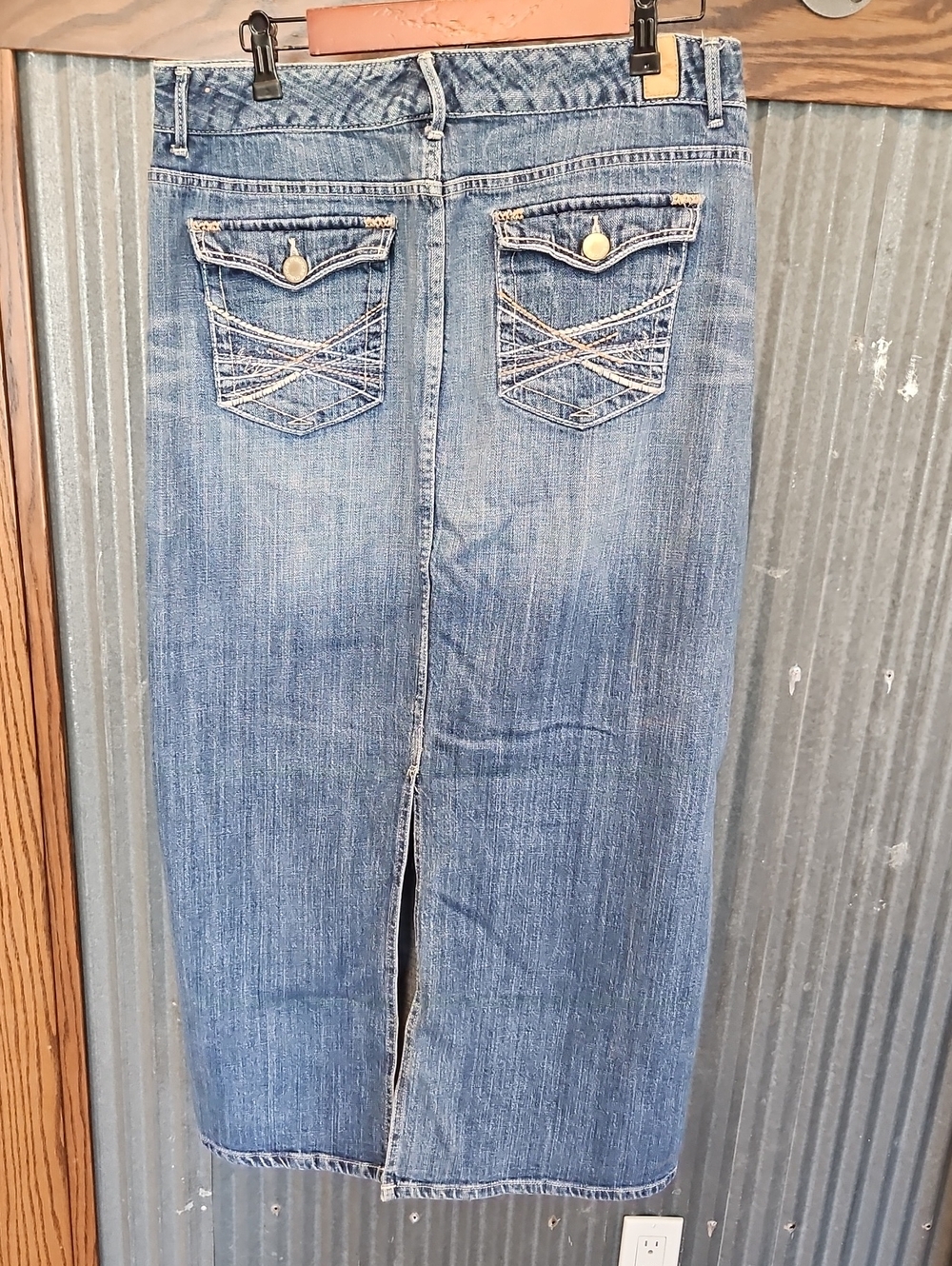 Maurices Denim Straight Skirt with Back Pocket Detail